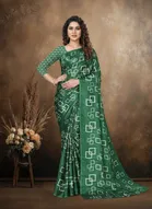 Art Silk Printed Saree for Women, Green 