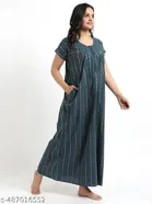 Satin Soft & Attractive Nightdress for Women & Girls , Green 
