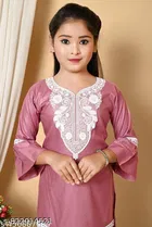 Embroidered Rayon Kurta Set for Girls 