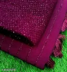 Georgette Solid Saree for Women, Purple 