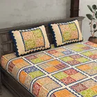 Jaipuri Cotton Double Bedsheet with 2 Pillow Covers | 80x90 Inch | Check Block Print | Traditional Rajasthani Print