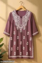 Floral Embroidered Rayon Kurti for Women 