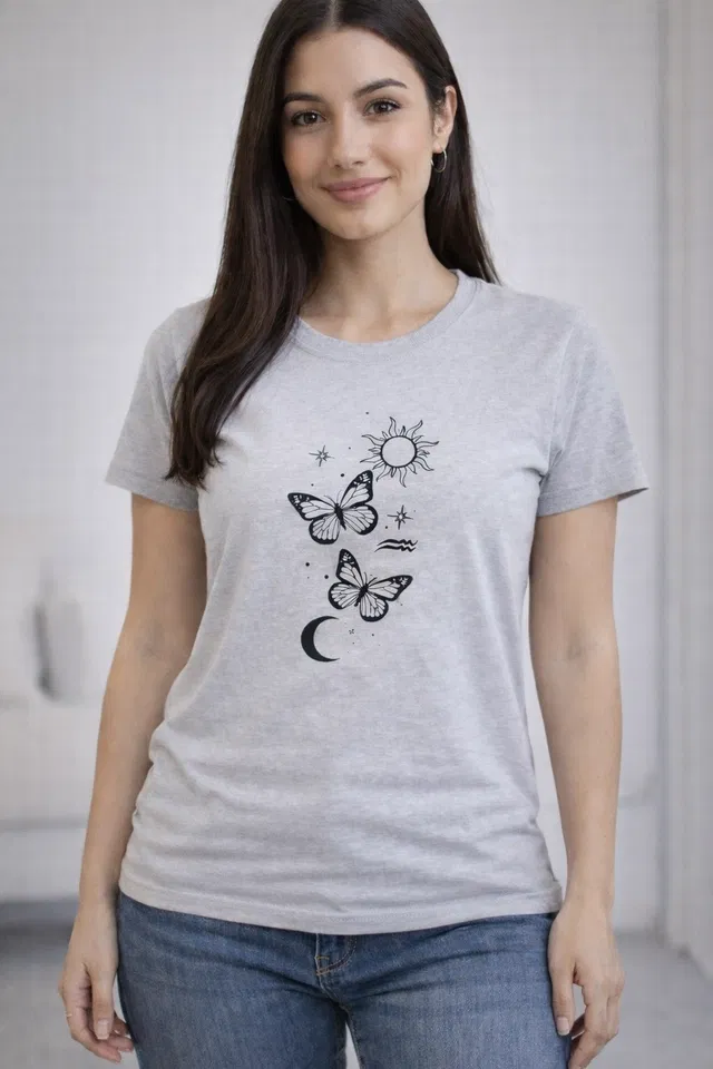 Cotton Blend Printed T-shirt for Men, Grey (XL)