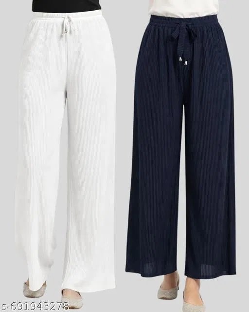 Comfortable Palazzos for Women, Pack of 2 (Black, XL)