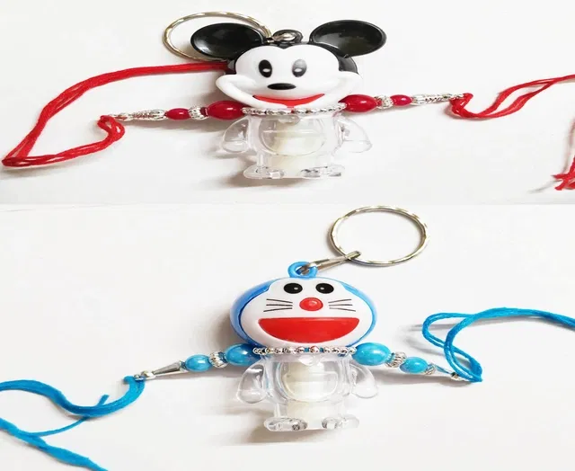 Plastic Doremon and Mickey Light Rakhi for Kids (Multicolor, Pack of 2)
