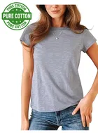 Round Neck Solid T-Shirt for Women 