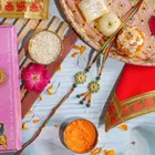 Bhaiya Bhabhi Jaipuri Metal Akshat Chandan Rakhi 1 Unit 