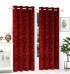 Velvet Emboss Red Door Blackout Curtain 7ft Combo 