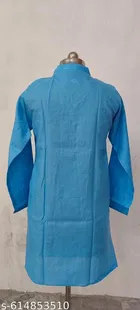 Cotton Solid Kurta Set for Men, White & Sky Blue 
