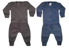 Woolen Solid Top & Bottom Set for Kids (Pack of 2) (Grey & Blue, 0-6 Months)