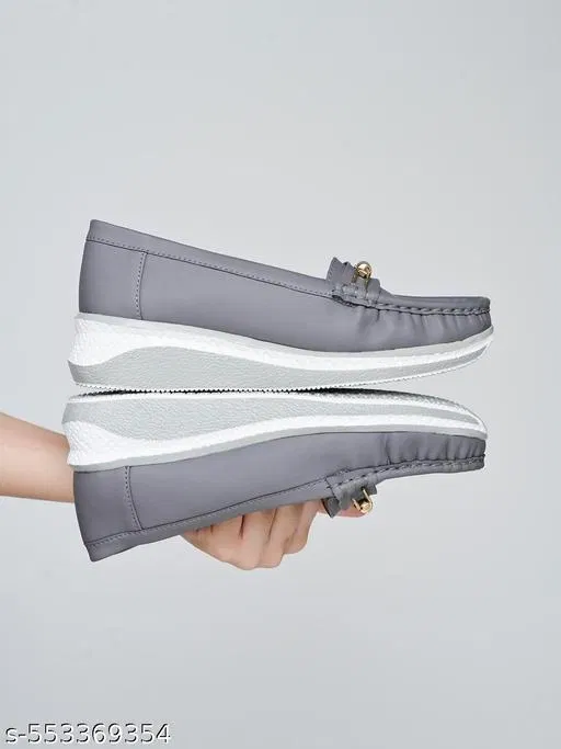 Shoetopia Girls Loafers (Grey, 9.5-10 Years)