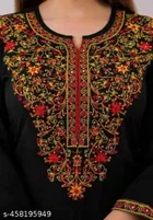 Embroidered Kurta Set with Solid Print for Women 