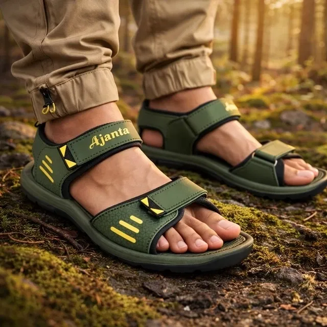 Velcro Sandals for Men (Grey, 7)