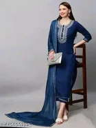 Solid A-line Kurta Set for Women 