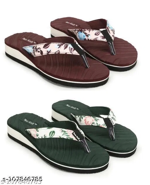 EVA Flip-flops for Women (Multicolor, 8) Pack of 2