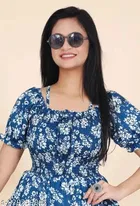 Pleated Printed One Piece Dress 