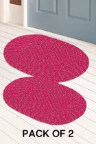Status oval braided door mat 30x45cm Pack of 2 Red