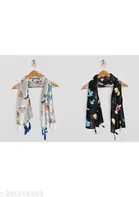 Chiffon Scarves for Women, Multicolor, Pack of 2