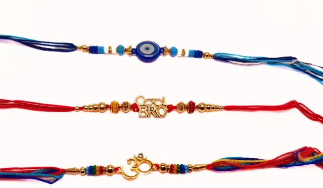 Metal Rakhi for Kids (Multicolor, Pack of 3)