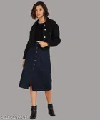 Denim Solid Skirt for Women (Black, 28)