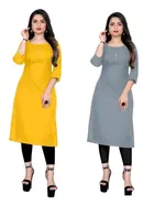 Crepe Solid Kurtis for Women 