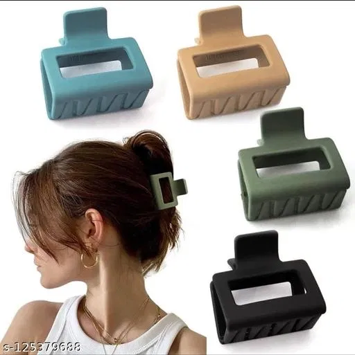 Plastic Hair Clutcher for Women & Girls (Multicolor, Pack of 4)