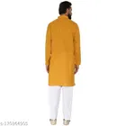 Cotton Blend Solid Kurta with Pyjama for Men 