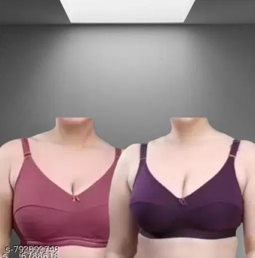 Non Padded Full Coverage Bra for Women, Pack of 2 (Purple, 38B)