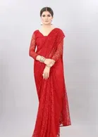 Net Solid Saree for Women 