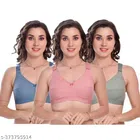 Cotton Blend Solid Non Padded Bra for Women (Multicolor, 28C) (Pack of 3)