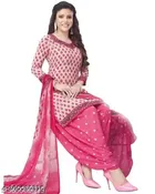 Printed Crepe Unstitched Suit Fabric for Women, Pink 