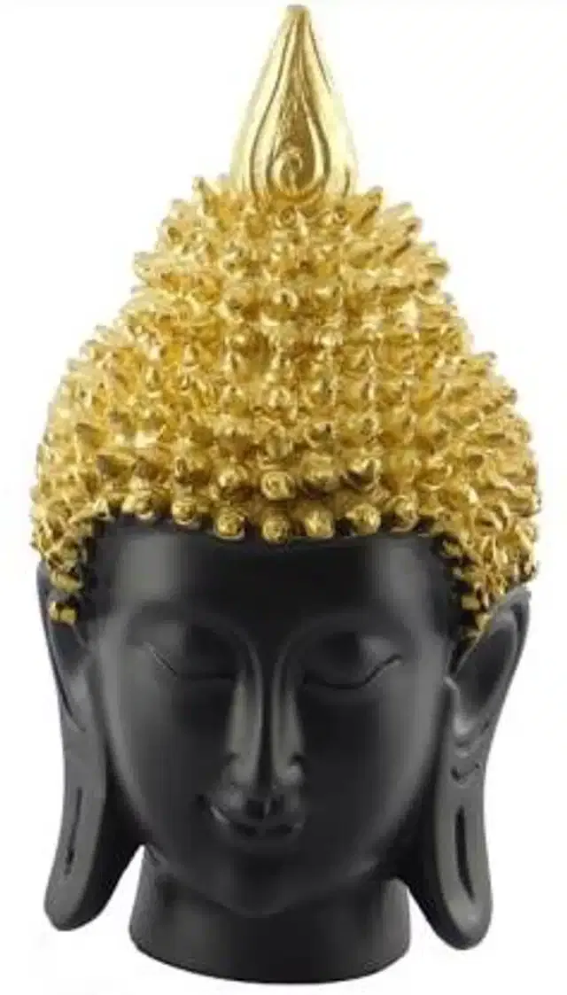 Polyresin Lord Buddha Idol (Black & Gold, 18 cm)