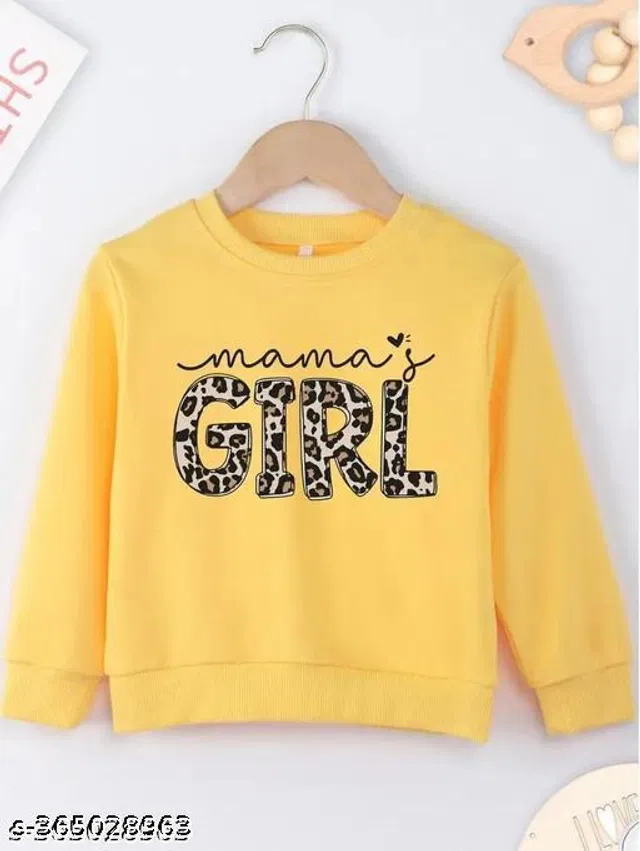Cotton Blend Sweatshirt for Girls (Yellow, 9-10 Years)