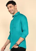 Polycotton Solid Shirts for Men, Teal 