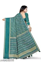 Silk Printed Saree for Women, Blue 