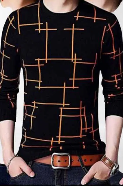 Ruggstar Casual Printed Round Neck T-Shirt For Men (Black, M) (R-39)