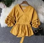 Cotton Blend Top for Women, Yellow 