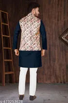 Colorblocked Cotton Kurta Set for Men 