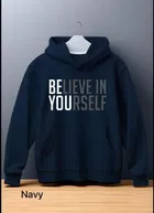 Fleece Printed Hoodie for Men, Navy Blue (M)