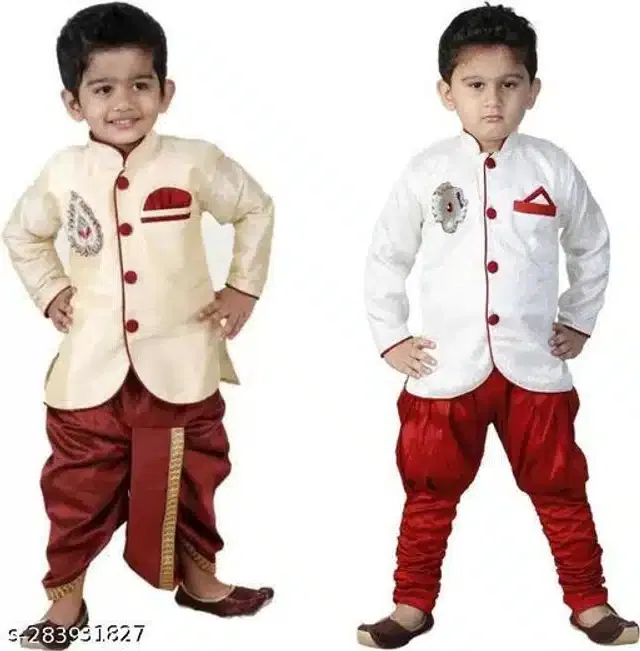 Sherwani Set for Boys (Multicolor, 2-3 Years) (Pack of 2)