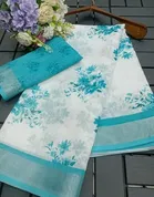 Cotton Linen Printed Saree for Women 