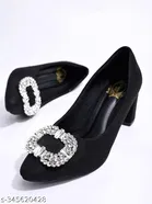 Shoetopia Black Suede Pumps 