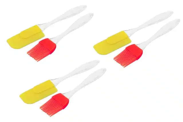 Spatula and Pastry Brush Set (Multicolor, Pack of 6)