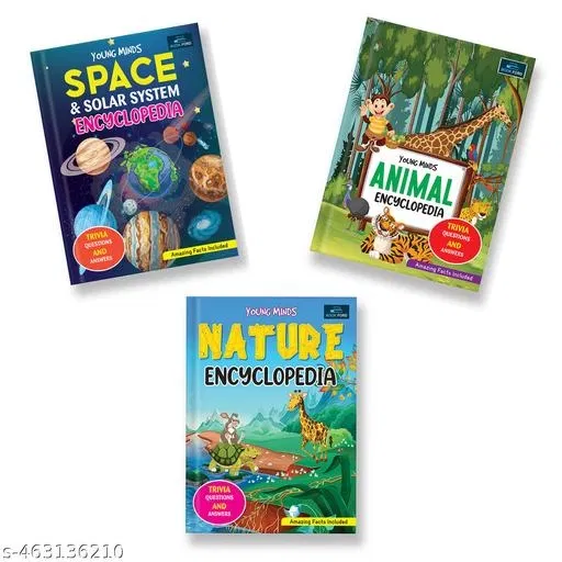 Young Minds Encyclopedia - Set Of 3 - Animals, Space, And Naature Encyclopedia For Kids ,