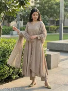 Printed Vichitra Silk Kurta Set for Women 