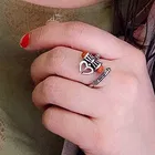 Adjustable Stylish Ring with Rudraksha and Trishul Damroo Bahubali Cuff Finger Ring 