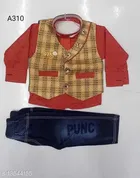 Cotton Blend Full Sleeves Top & Bottom Clothing Set for Boys 