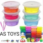 Non-Toxic Clear Crystal Slime (6 Pcs) with 12 Pcs Air Dry Clay for Kids (Multicolor, Set of 2)