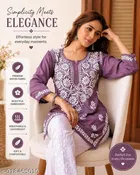 Chikankari Embroidered Short Kurti for Daily/Office Wear for Women 