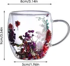 Double Wall Floral Borosilicate Glass Mug 